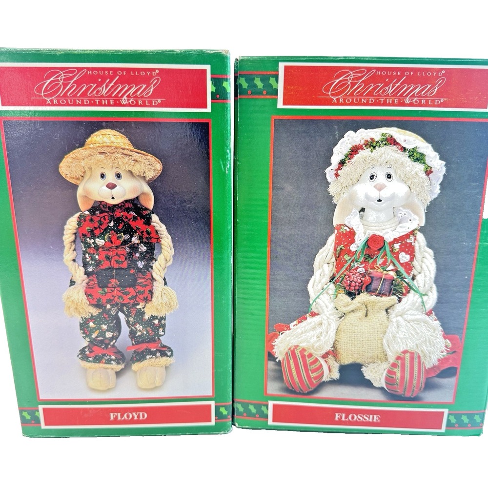 House Of LLOYD Christmas Around The World Flossie and Floyd Bunny Dolls w Boxes